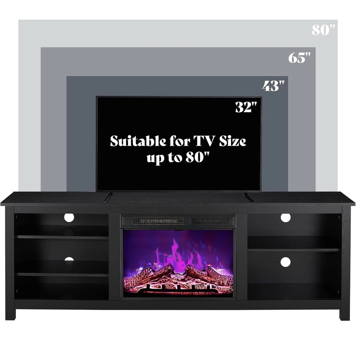 70" Fireplace TV Stand with 23" Electric Fireplace for 80" TVs - photo 5