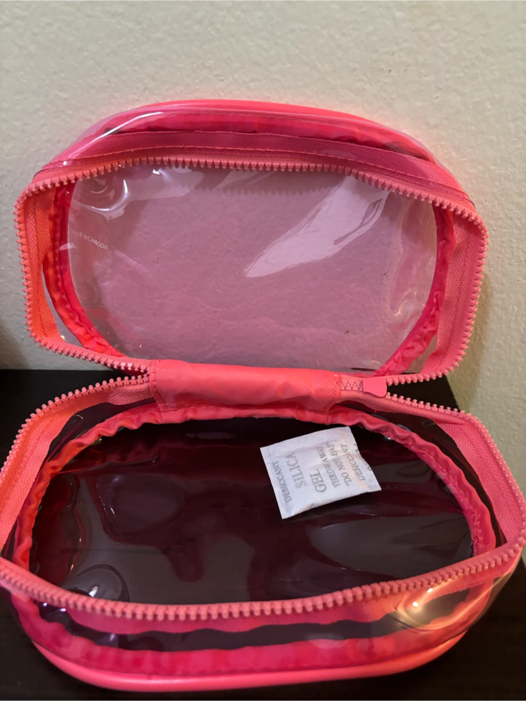 NEW-Pink Clear Cosmetic Bag