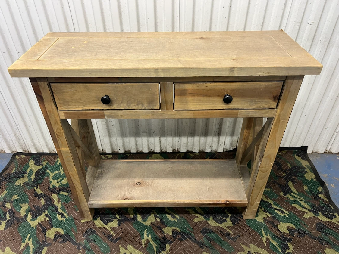 Rustic Wooden Console Table with Drawers