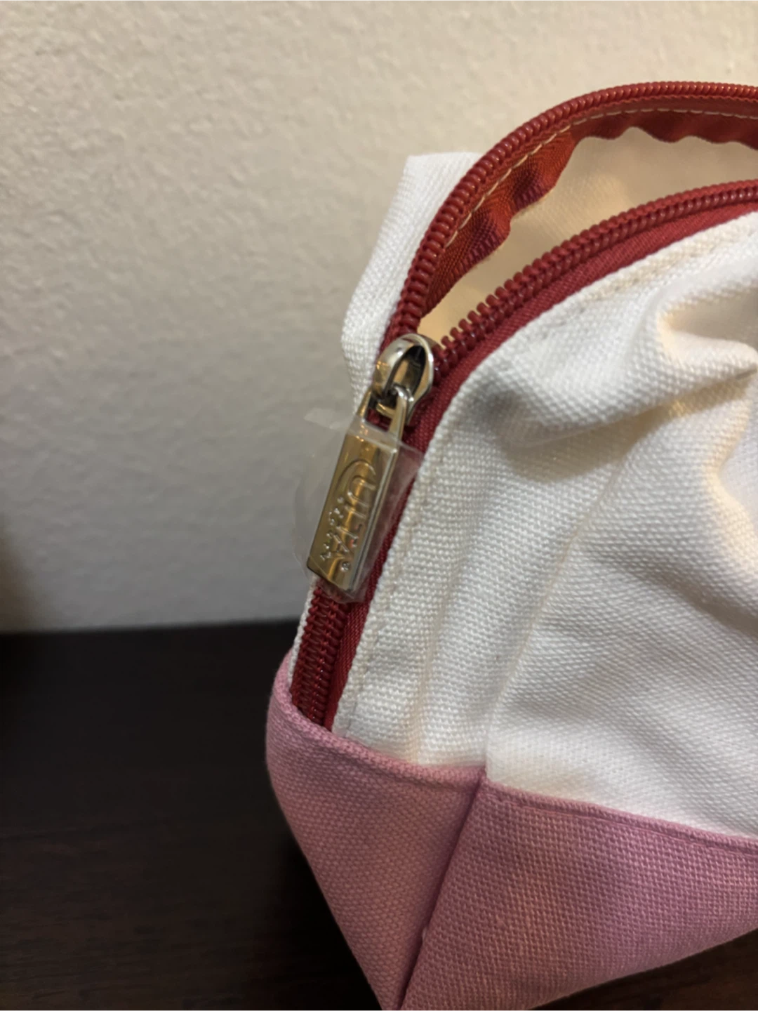 NEW-ULTA White and Pink Canvas Pouch - photo 2