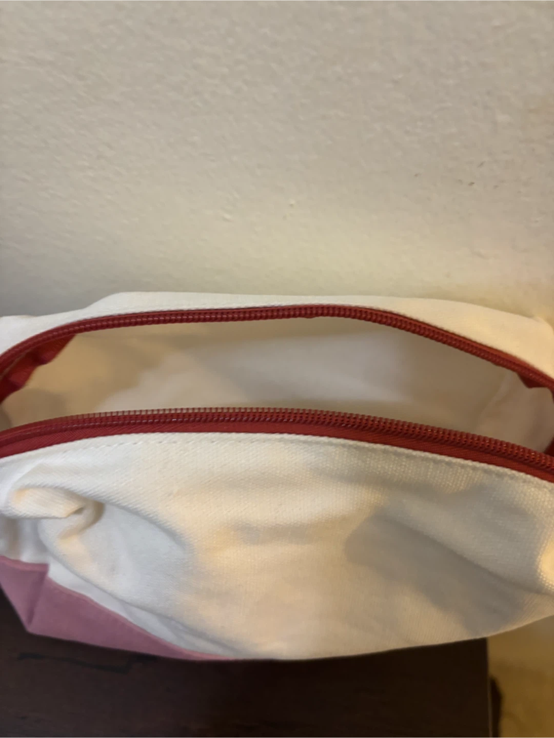 NEW-ULTA White and Pink Canvas Pouch - photo 3
