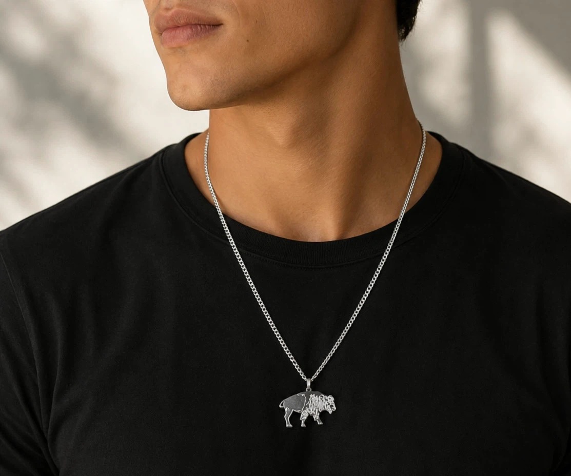 Unisex Bison Pendant Necklace - photo 3