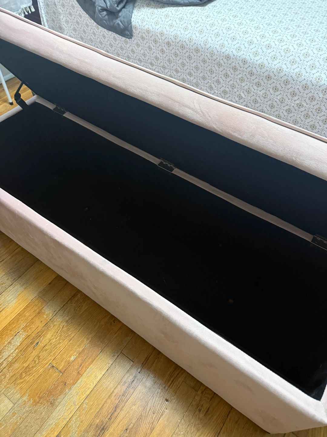 Pink Velvet Storage Ottoman Bench