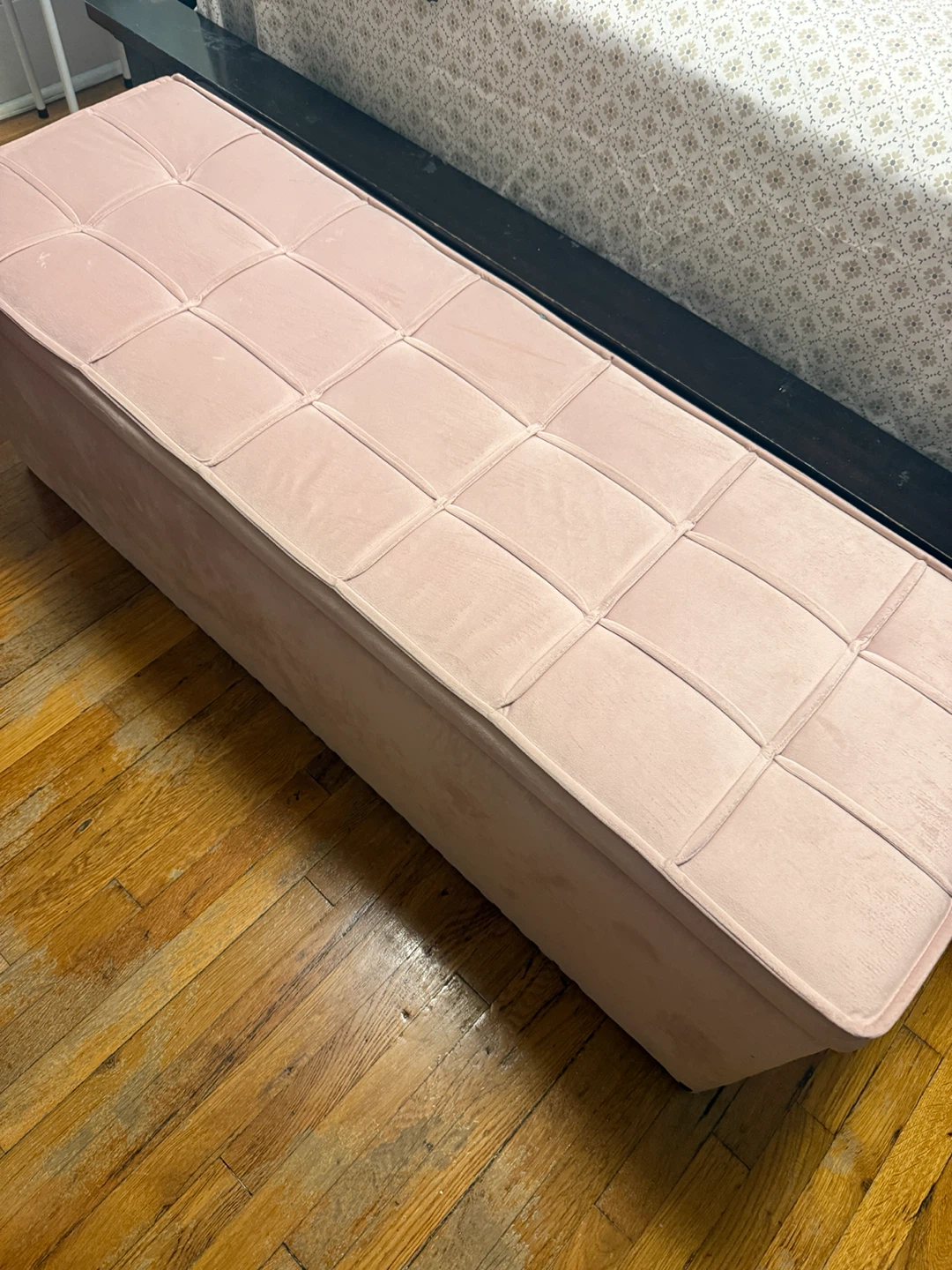 Pink Velvet Storage Ottoman Bench - photo 2