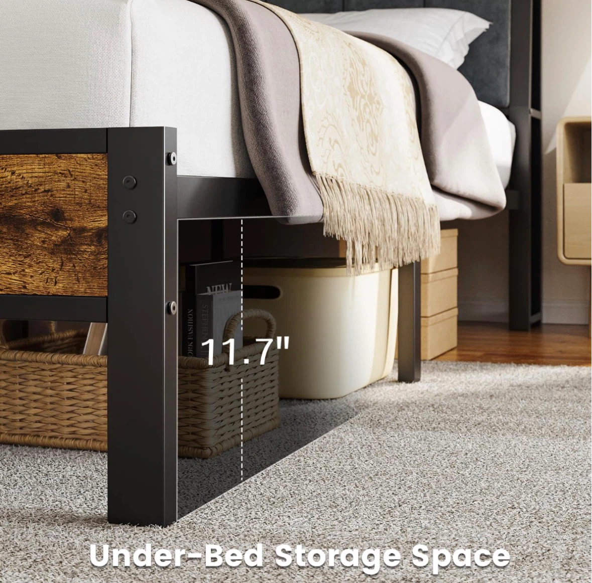 Full Size Bed Frame with Headboard, USB, Outlet, RGB Lights - photo 4