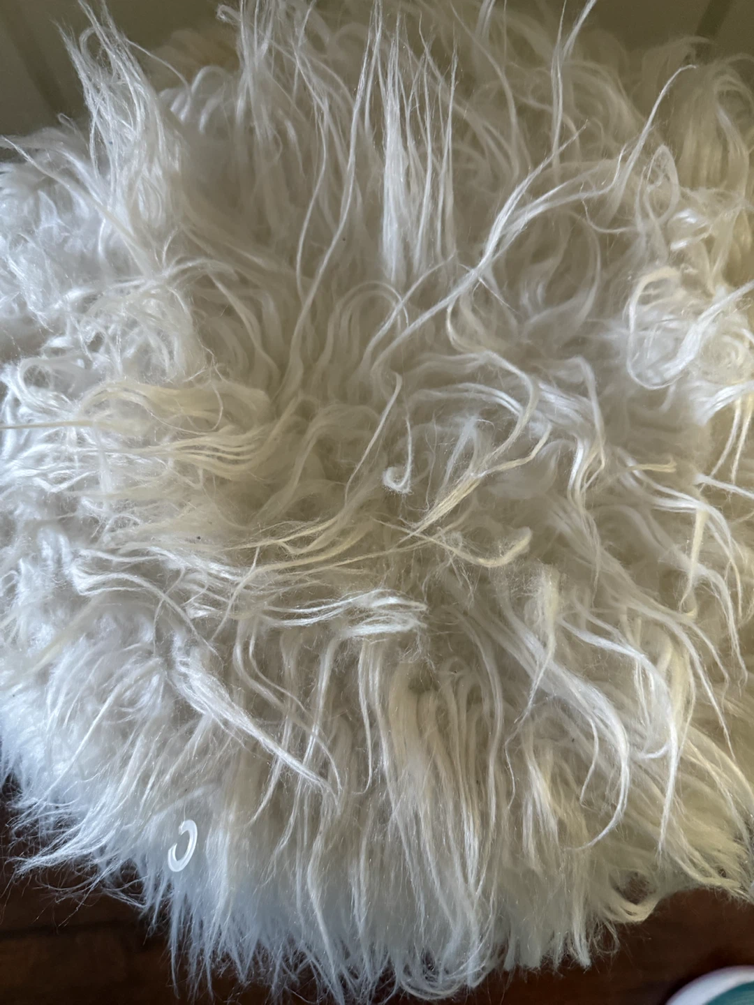White Faux Fur Pouf Ottoman with Gold Legs - photo 4