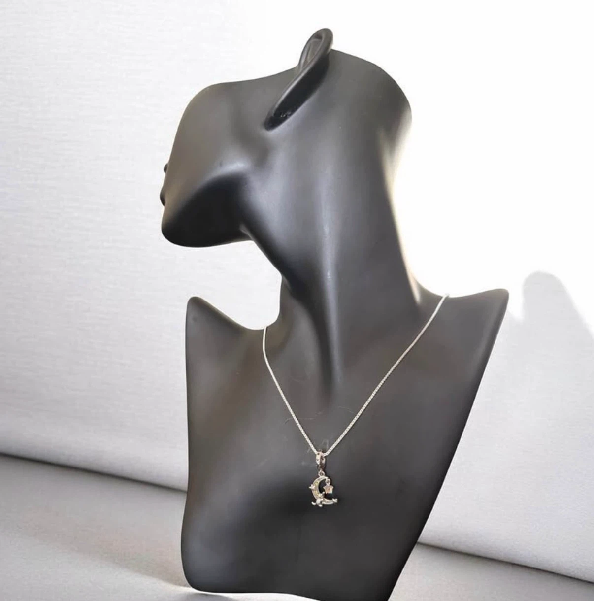 Sterling Silver Moon and Cat Pendant Necklace - photo 2