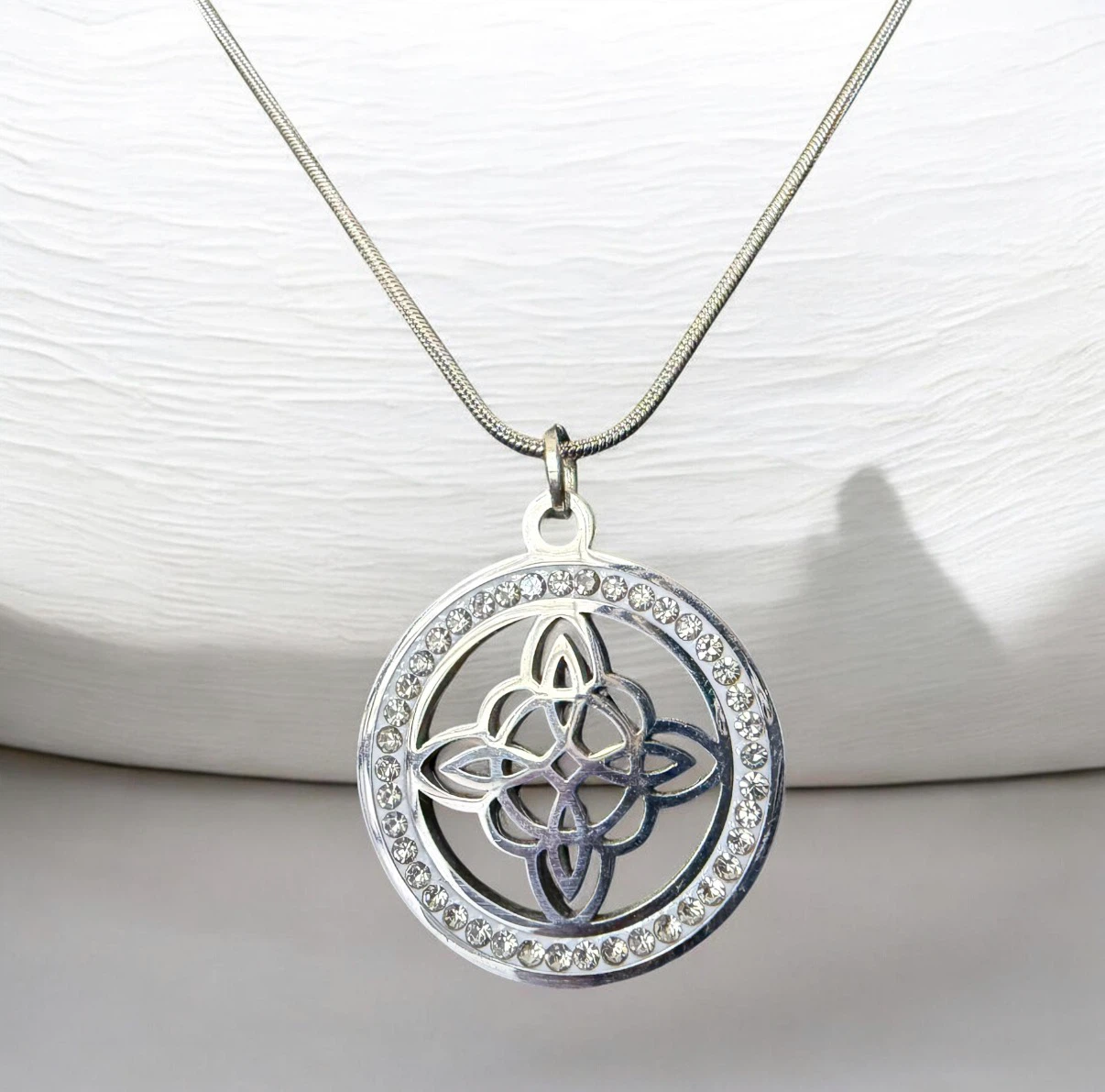 Celtic Knot Pendant Necklace with Crystals