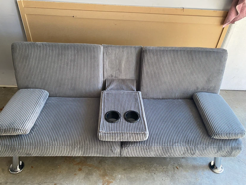 Grey Sofa with Cup Holders