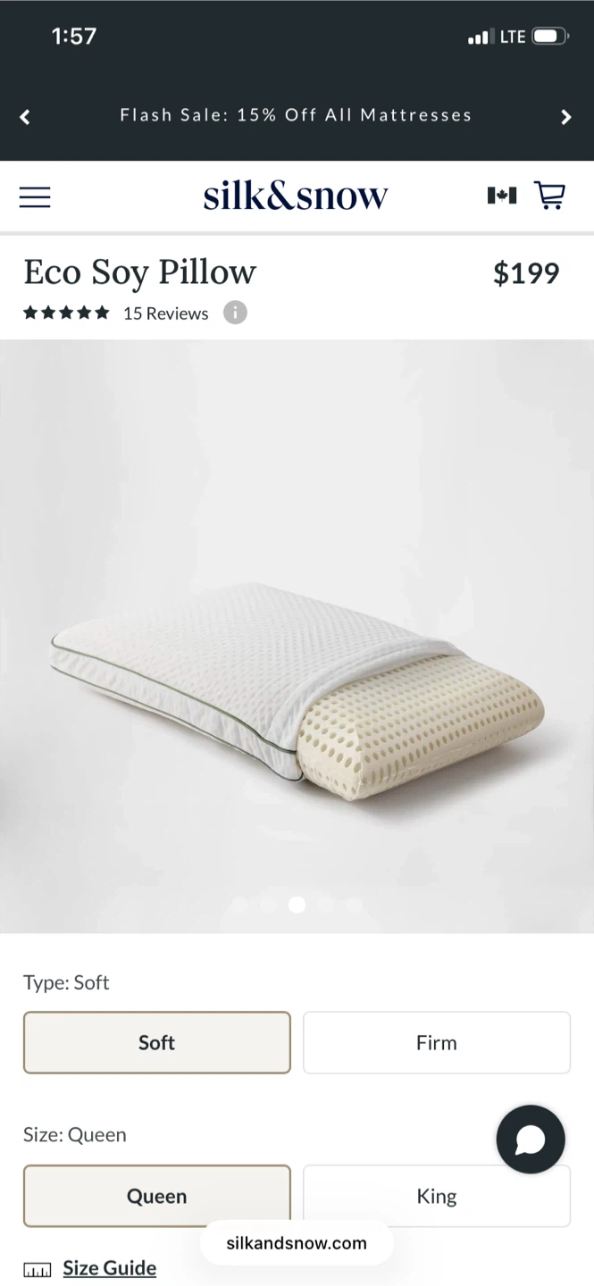 Brand New Silk & Snow Eco Soy Pillows – Queen, Soft 🌿 - photo 2