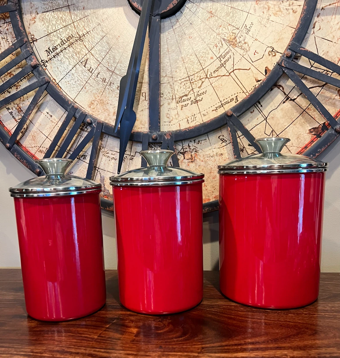 Retro-Style Red Kitchen Canister Set