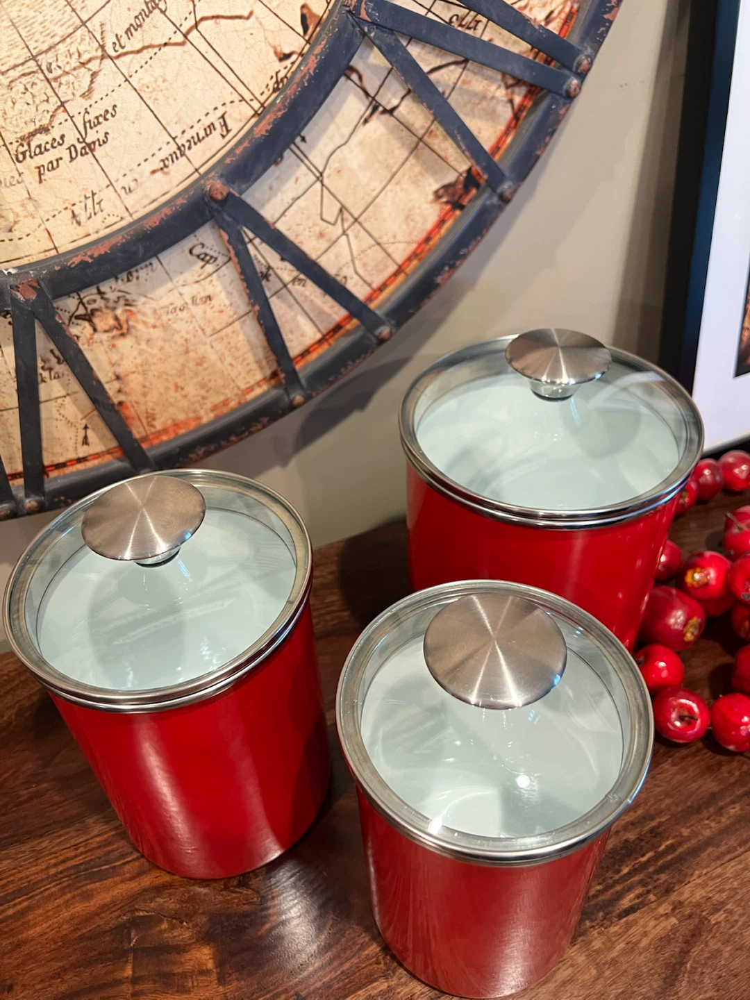 Retro-Style Red Kitchen Canister Set - photo 3
