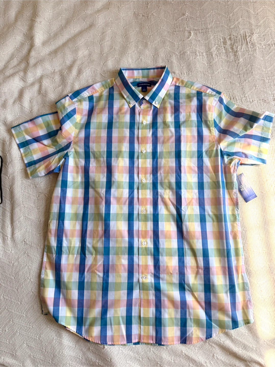 Club Room Plaid Button Down Shirt - Large