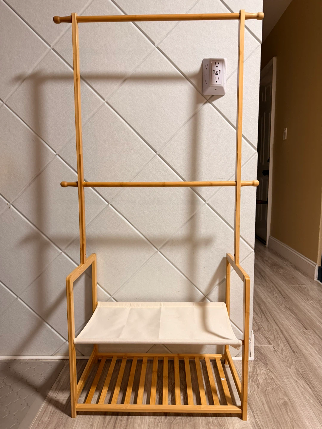 Bamboo Garment Rack with Shelves
