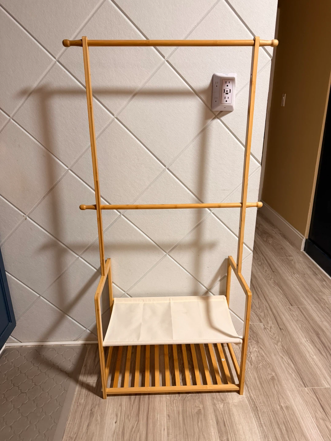 Bamboo Garment Rack with Shelves - photo 2