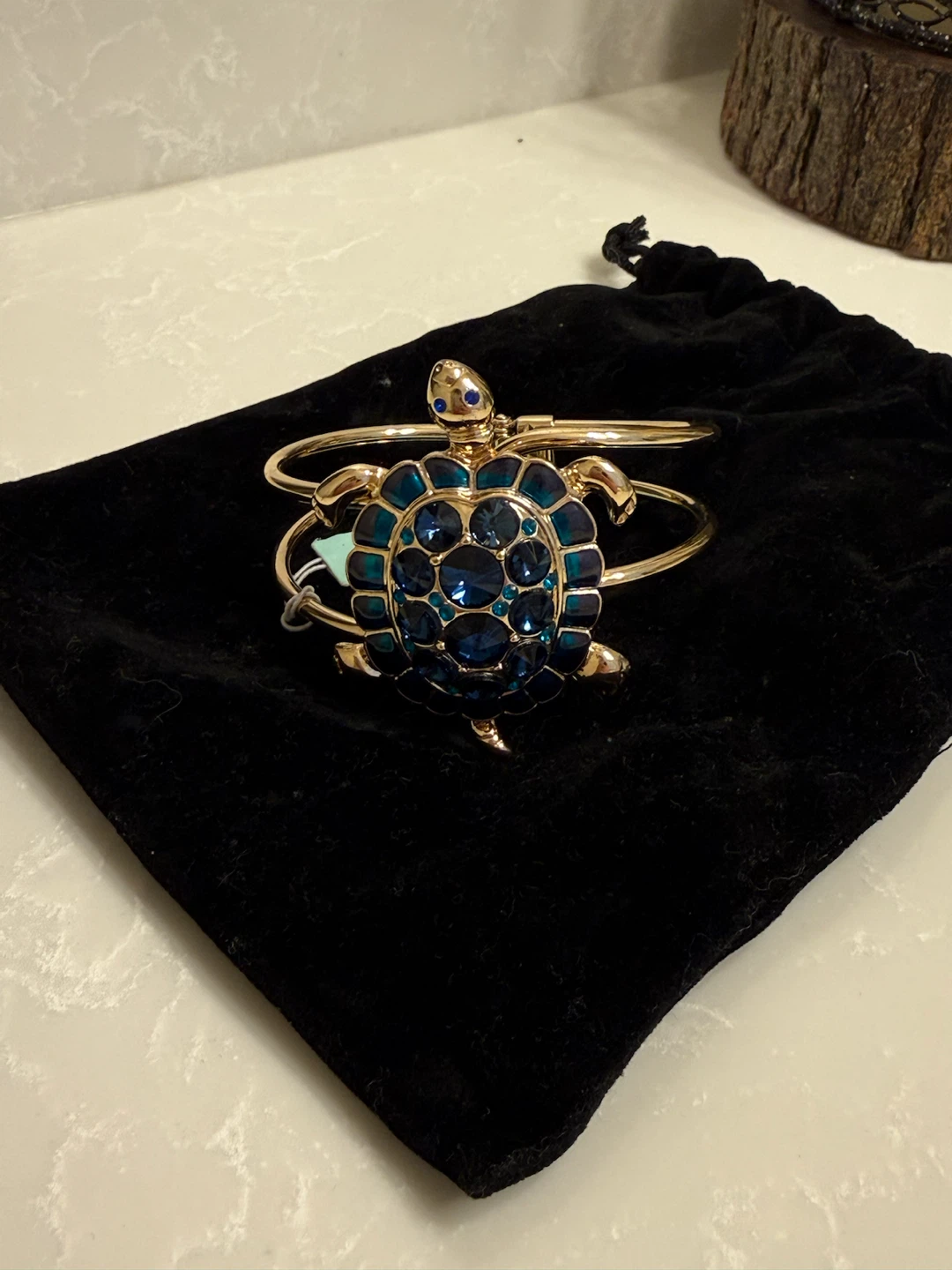 Bella Jack Turtle Bracelet with Blue Crystals