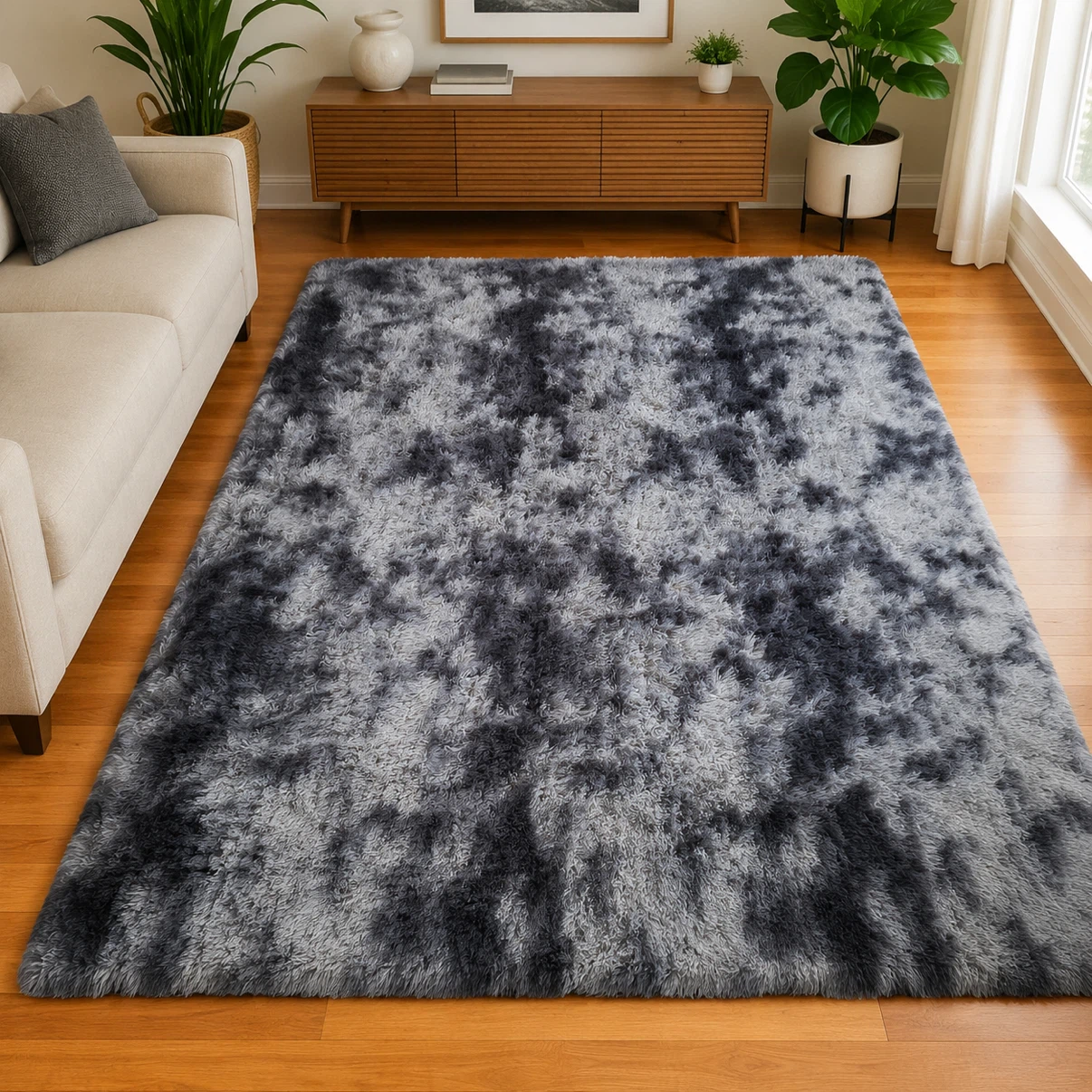 Shaggy Tie-Dye Area Rug