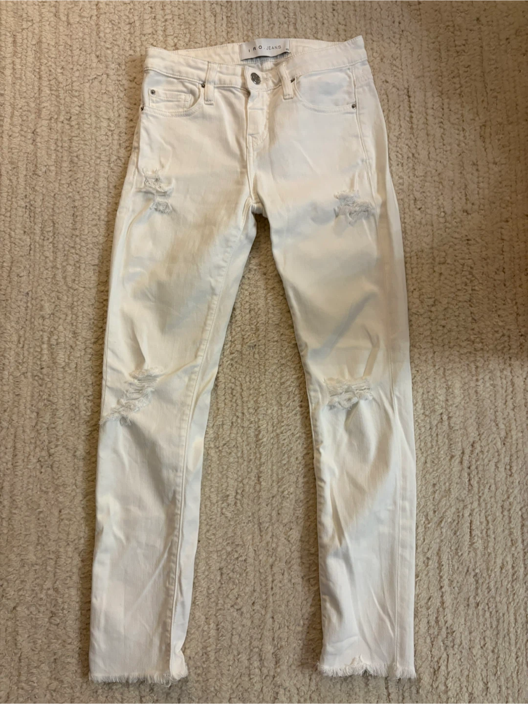 IRO.JEANS White Distressed Skinny Jeans Size 26 - photo 2