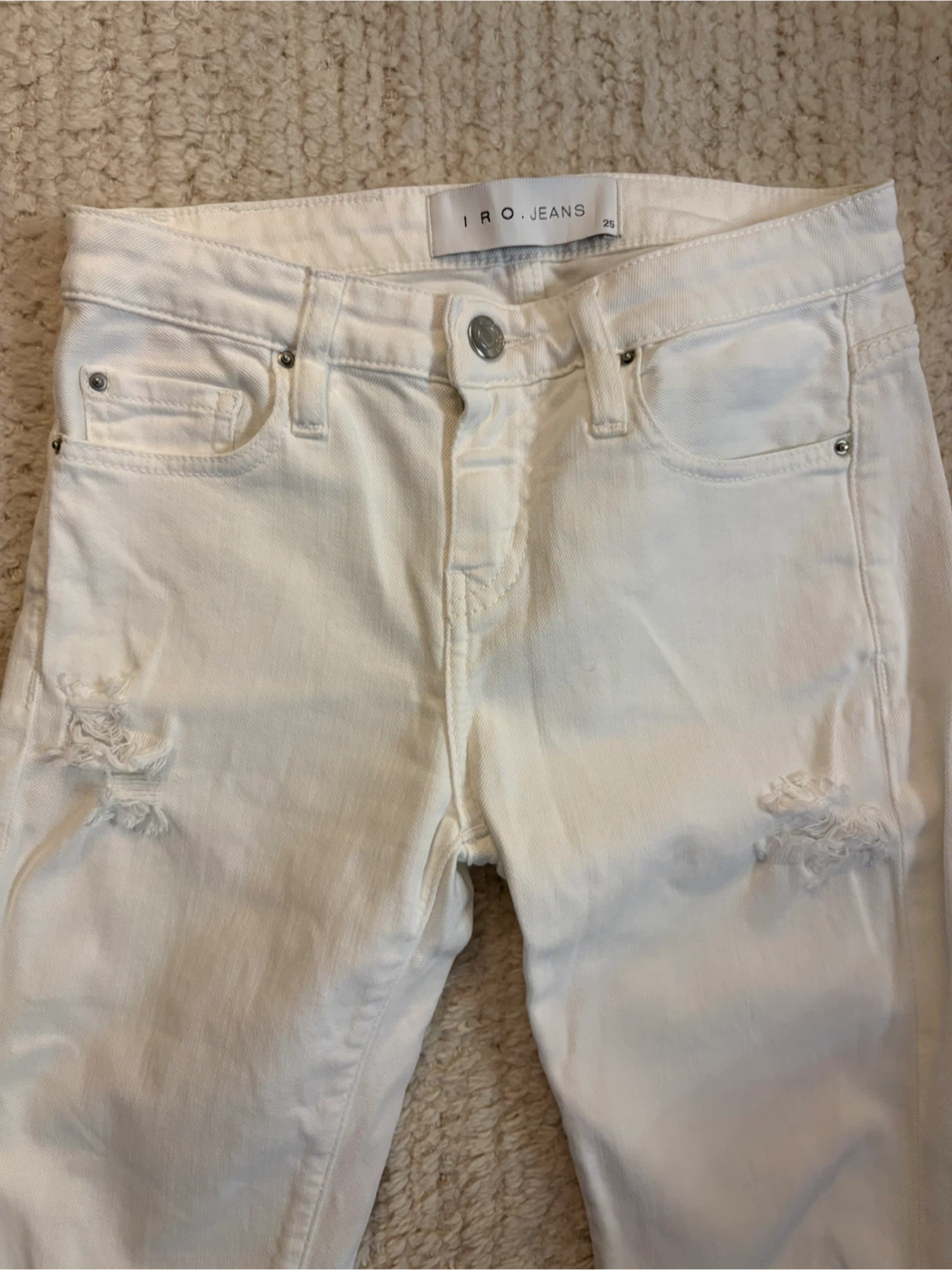 IRO.JEANS White Distressed Skinny Jeans Size 26 - photo 3