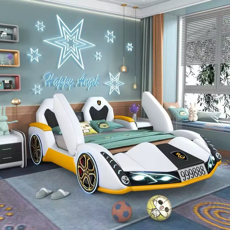 Kids Race Car Bed Frame with LED Lights
