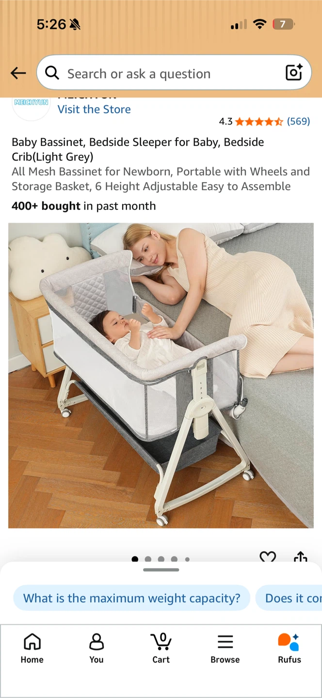 MEISHUAN Baby Bassinet, Bedside Sleeper