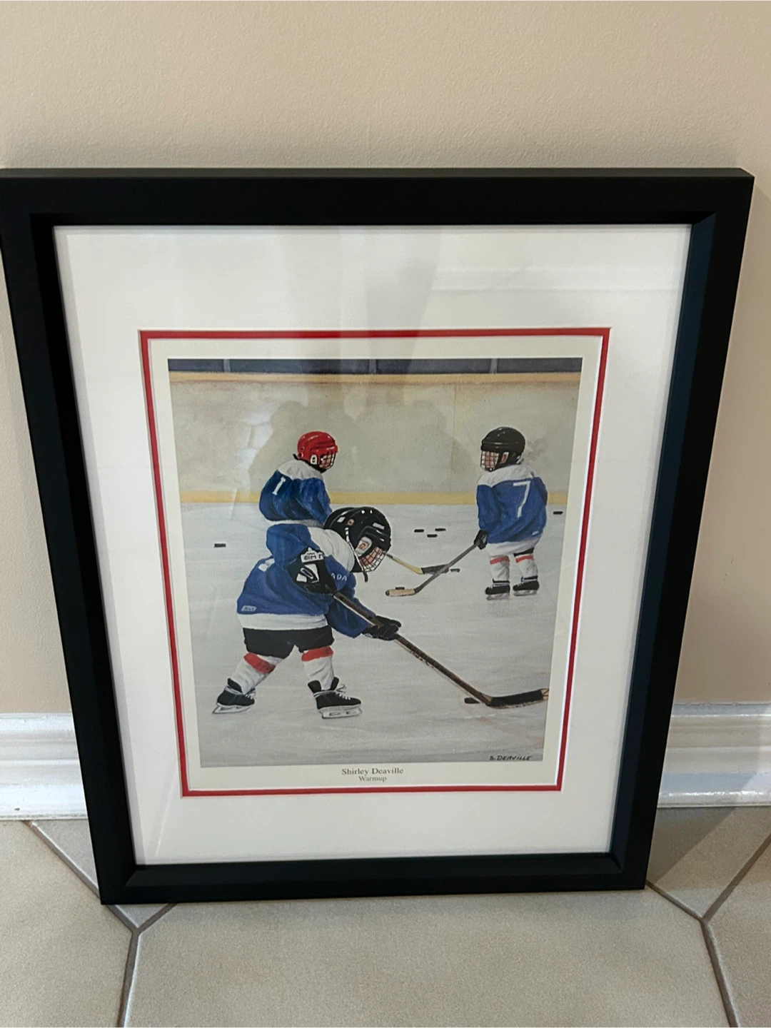 Shirley Deaville "Warmup" Framed Hockey Art Print