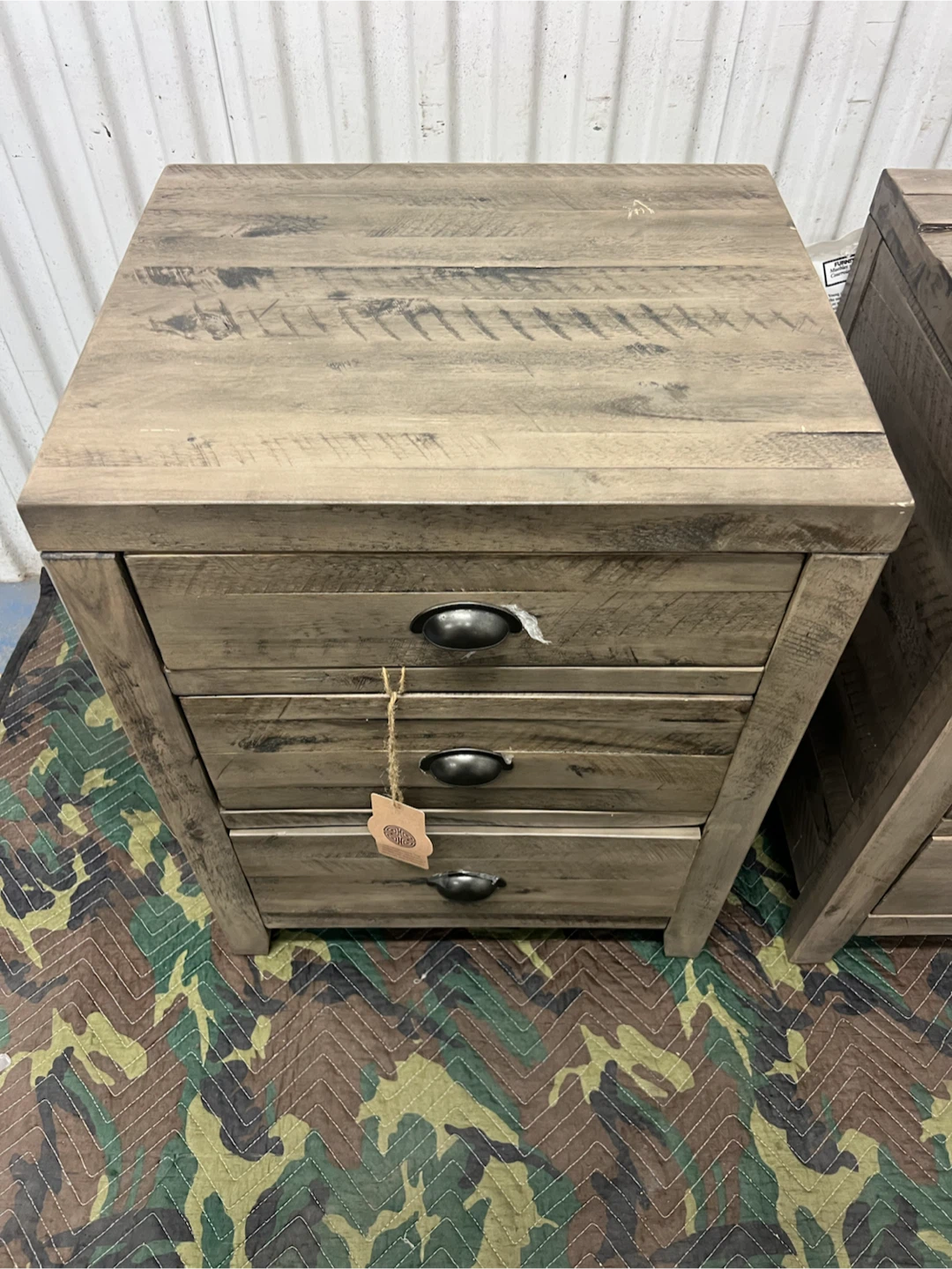 Rustic Wood 3-Drawer Nightstand Set - photo 2