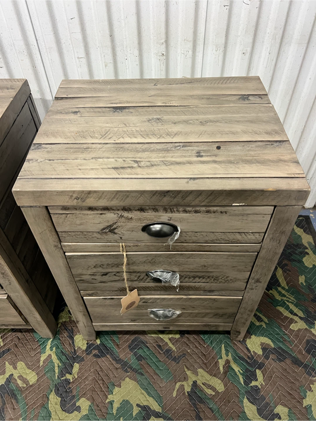 Rustic Wood 3-Drawer Nightstand Set - photo 3
