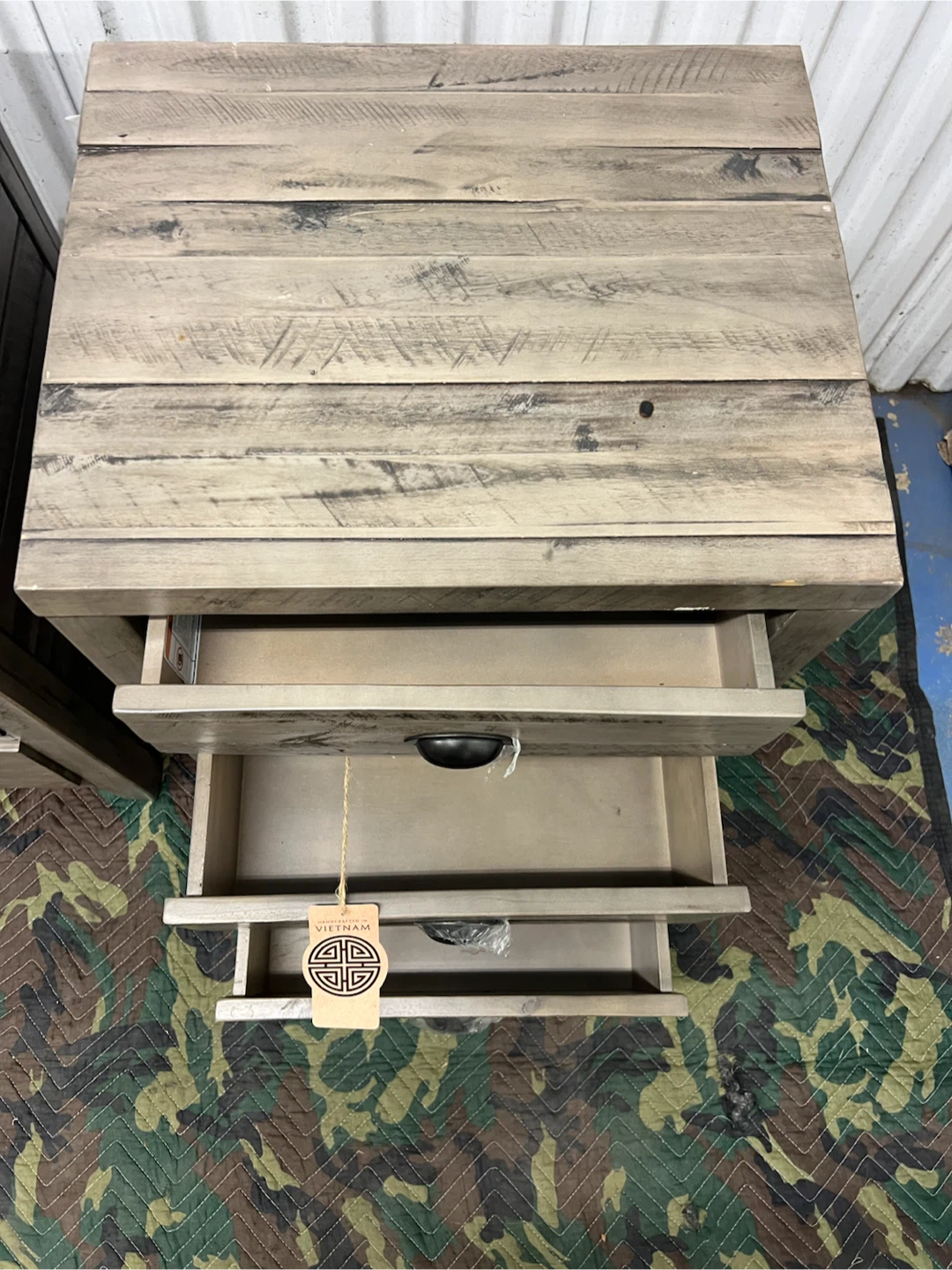 Rustic Wood 3-Drawer Nightstand Set - photo 4