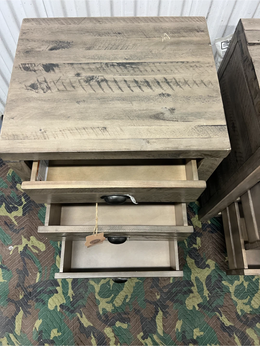 Rustic Wood 3-Drawer Nightstand Set - photo 5