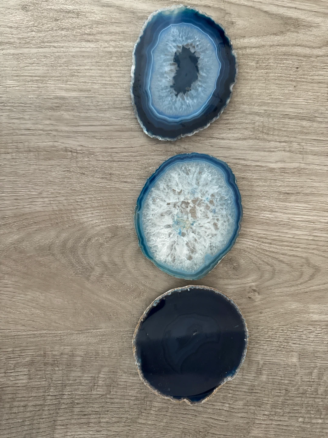 Set of 3 Blue Agate Slices Coasters
