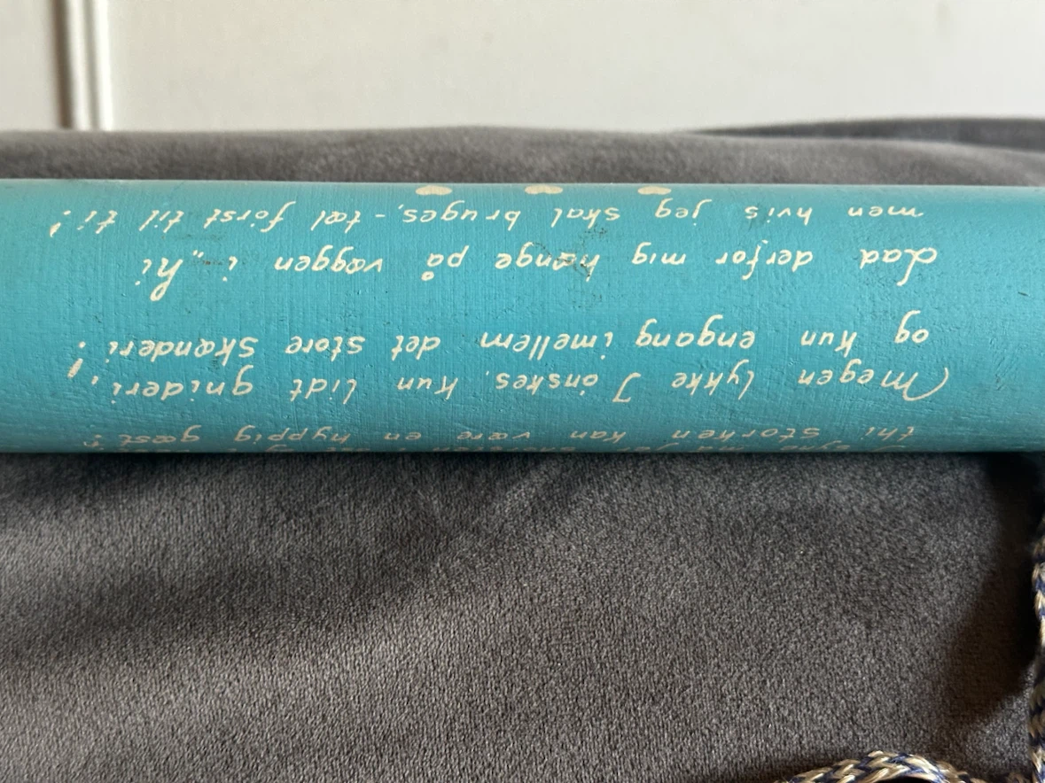 Vintage Danish Wedding Blessing Wooden Rolling Pin - photo 3