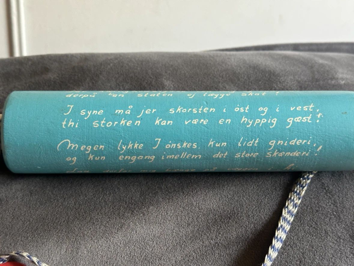 Vintage Danish Wedding Blessing Wooden Rolling Pin - photo 5
