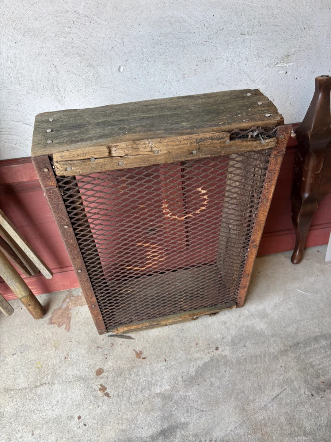 Vintage Handmade Wooden Soil Sifter – Primitive Garden Riddle
