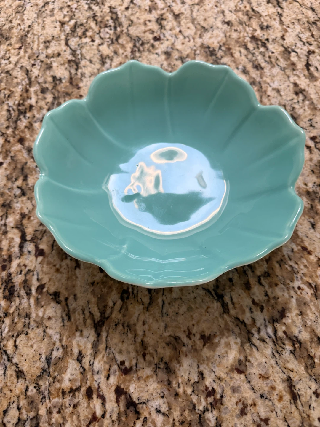 FARVAL Aqua Blue Ceramic Flower Shaped Serving Bowl