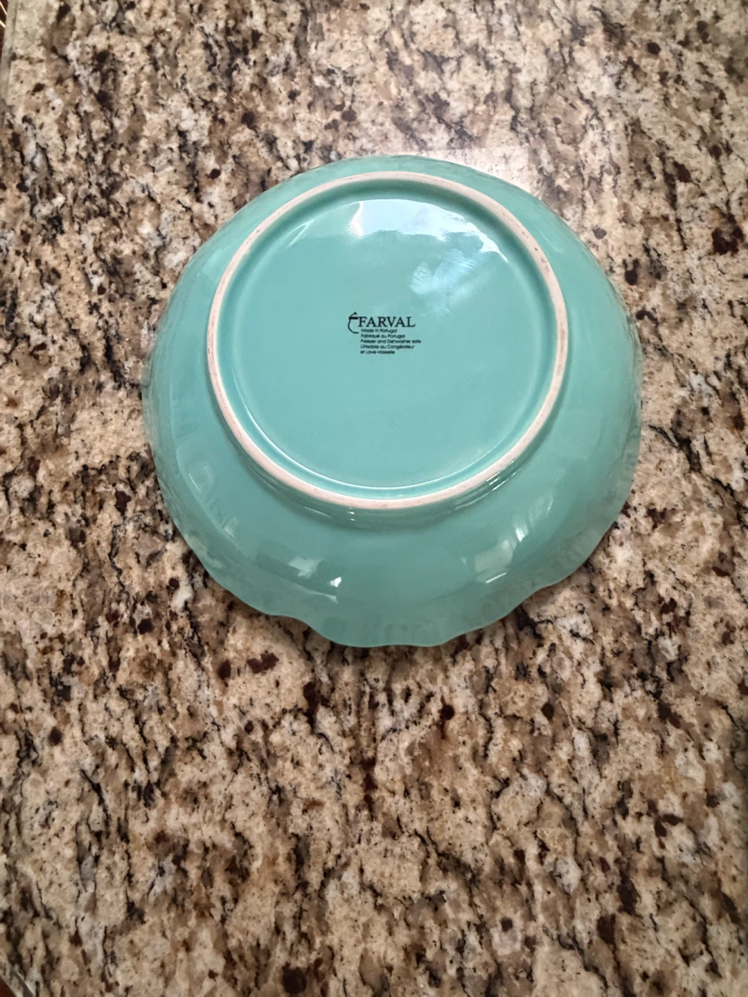 FARVAL Aqua Blue Ceramic Flower Shaped Serving Bowl - photo 2