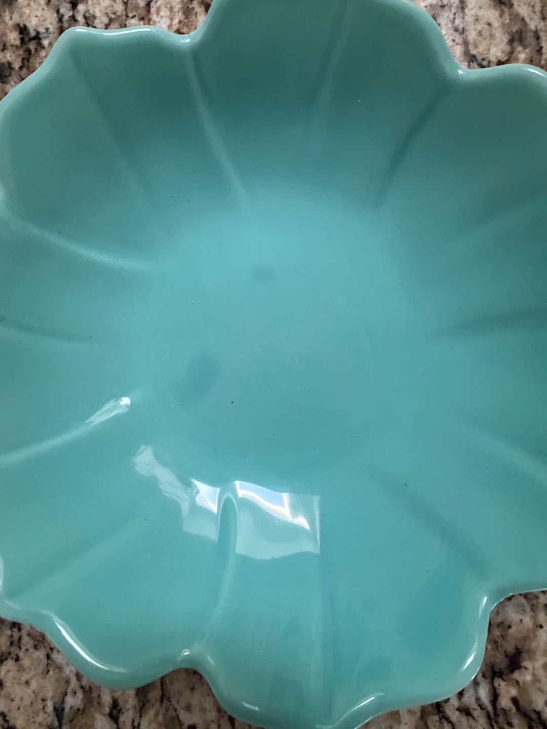 FARVAL Aqua Blue Ceramic Flower Shaped Serving Bowl - photo 3