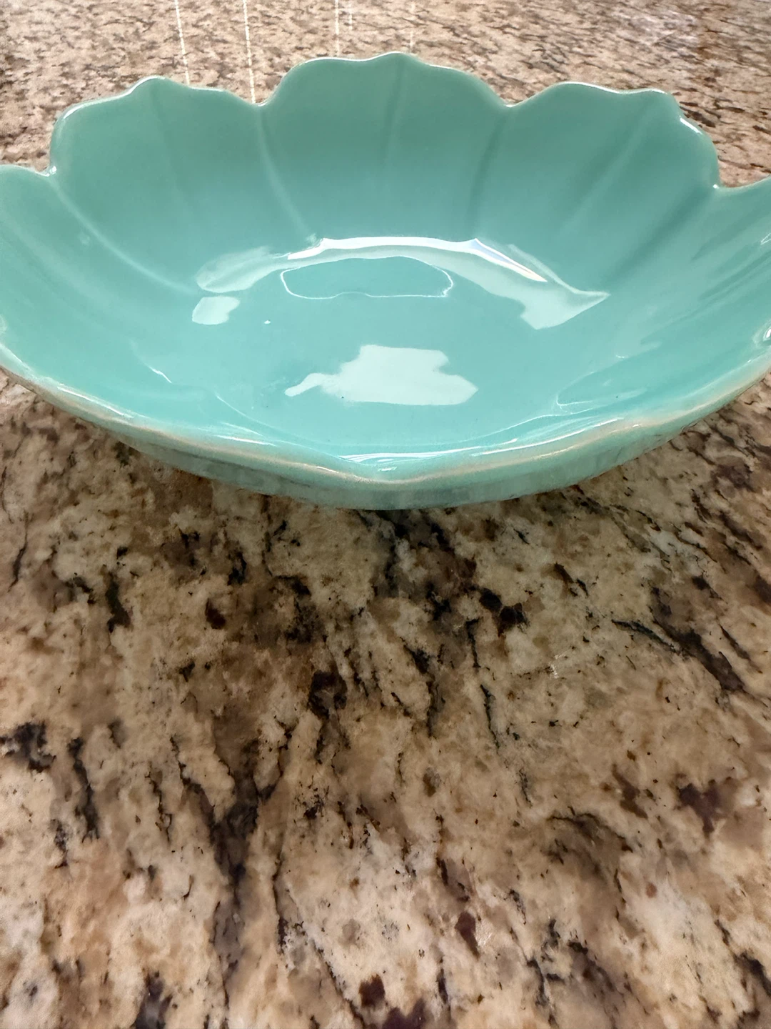 FARVAL Aqua Blue Ceramic Flower Shaped Serving Bowl - photo 4