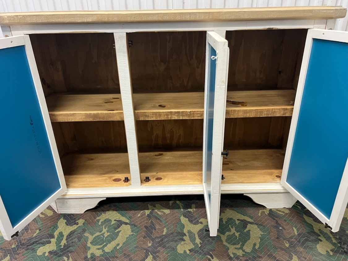 White 3-Door Accent Cabinet with Mirrored Doors - photo 3