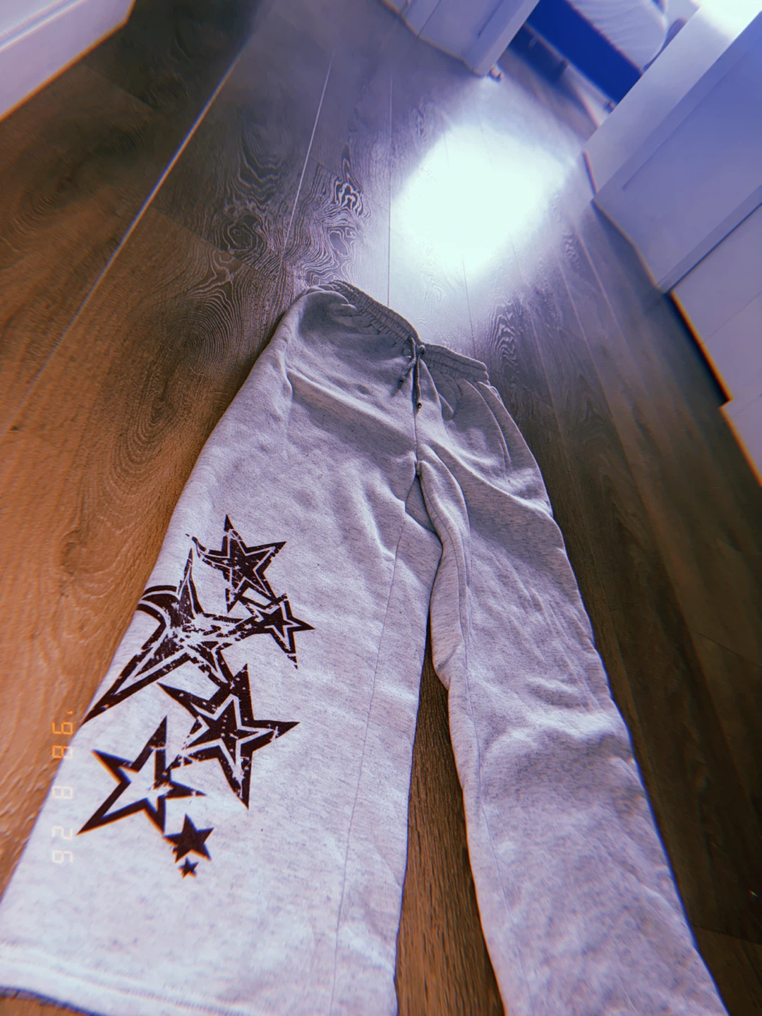 Dark Red Star Print Y2K / Streetwear Sweatpants - photo 2