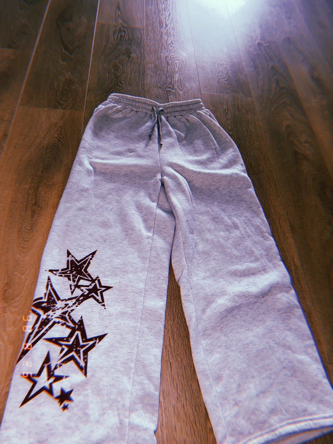 Dark Red Star Print Y2K / Streetwear Sweatpants - photo 3