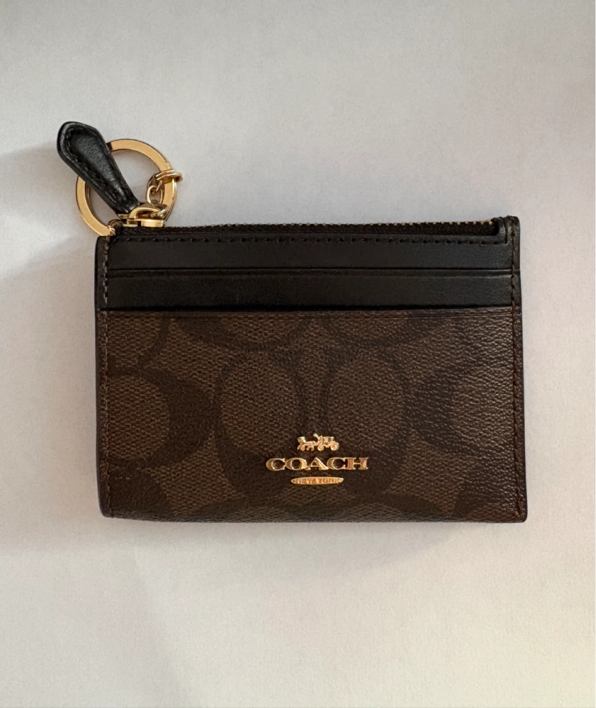 Coach Signature Card Holder with Keychain