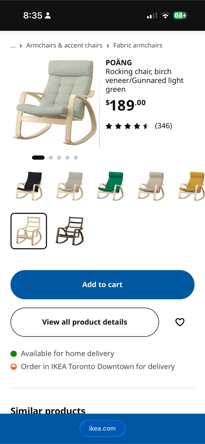 IKEA POÄNG Rocking Chair - Birch Veneer/Light Green - photo 4