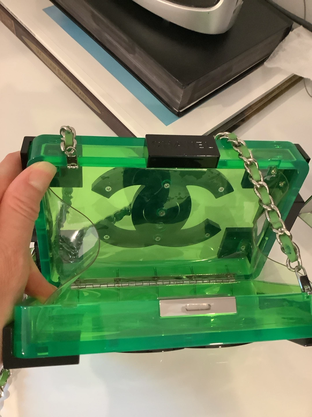 CC Translucent Green Box Clutch with Chain - photo 4