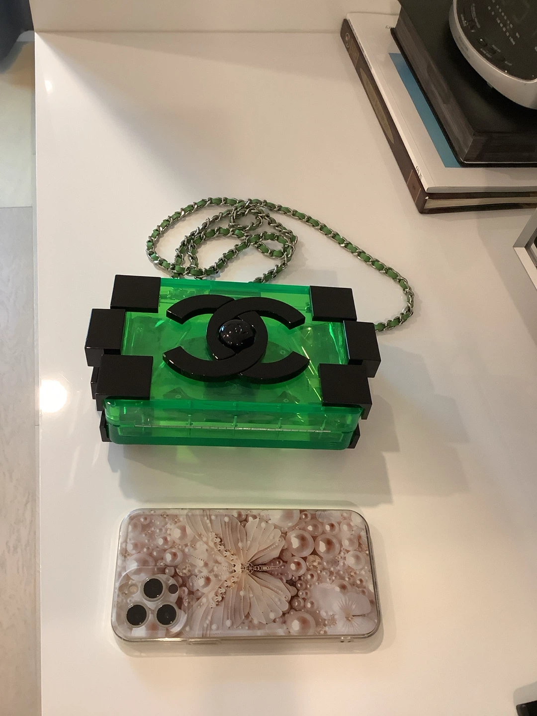 CC Translucent Green Box Clutch with Chain - photo 5