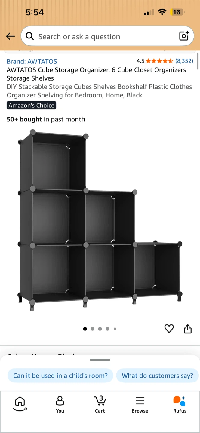 BNIB AWTATOS 6 Cube Storage Organizer Black