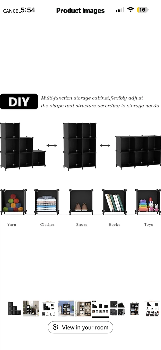BNIB AWTATOS 6 Cube Storage Organizer Black - photo 5