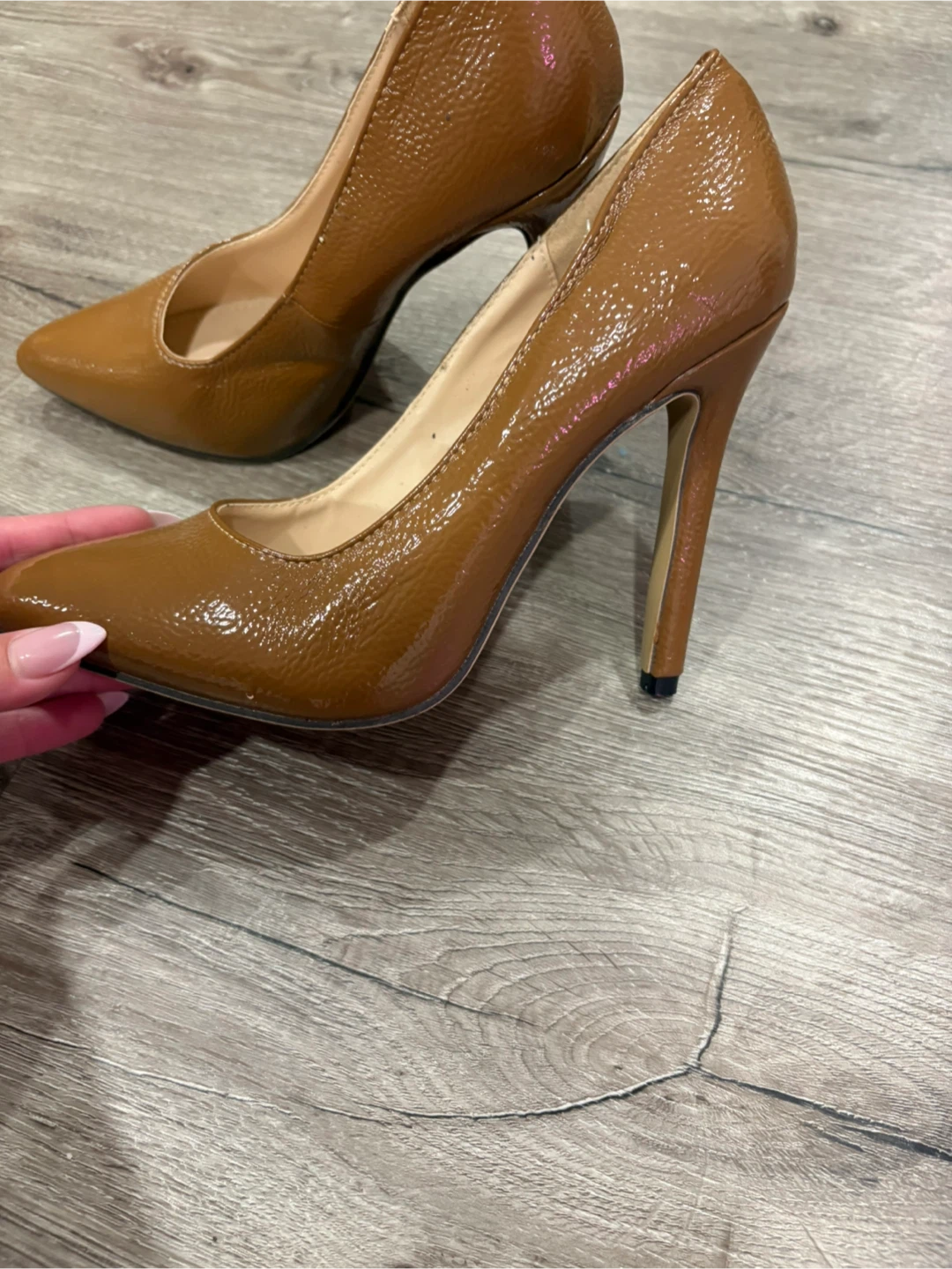 Brown Patent Leather Stiletto Heels - photo 2