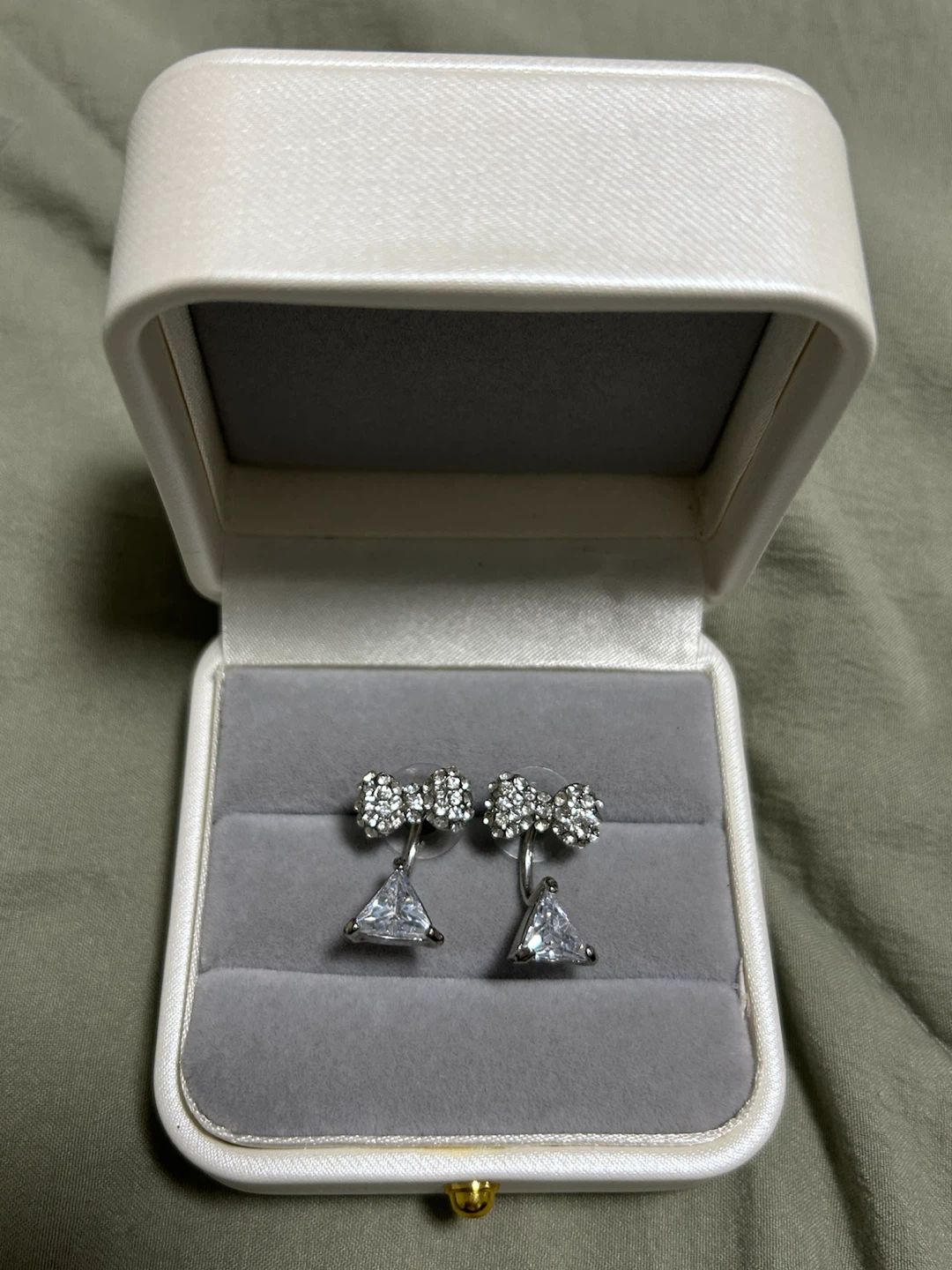 Bow and Triangle Crystal Earrings