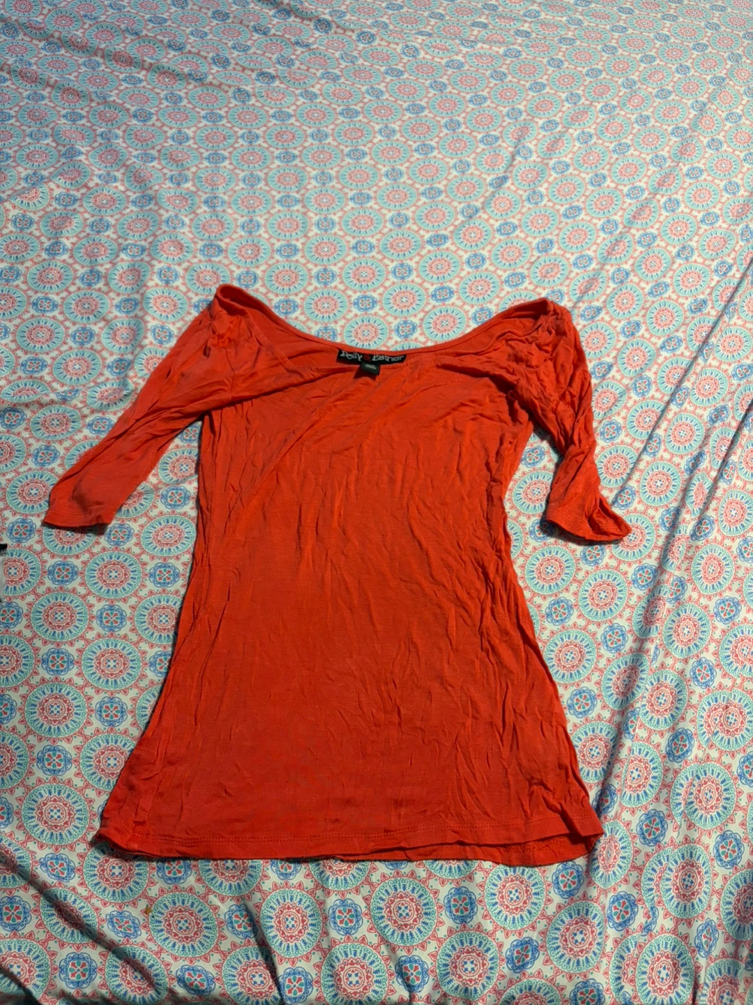 Polly & Esther Orange 3/4 Sleeve Top